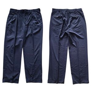 VTG Polo Golf Ralph Lauren Pleated Pants Navy 38x32 Preppy Cuffed Hem Ivy League